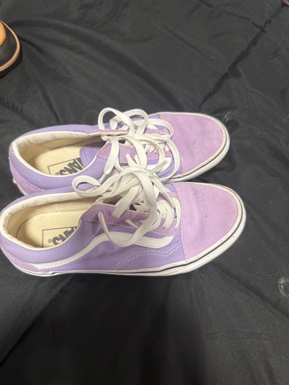 Vans Women’s Low-Top Lace-Up Sneakers in Lavender and White